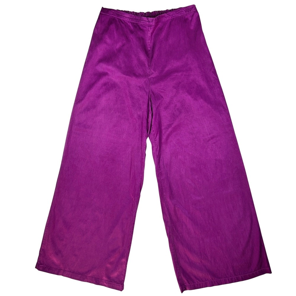 Bryn Walker Pants Womens M Wide Leg Silky Satin Cupro Lagenlook Purple Medium - Picture 3 of 12